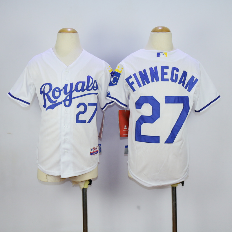 Youth Kansas City Royals #27 Finnegan White MLB Jerseys